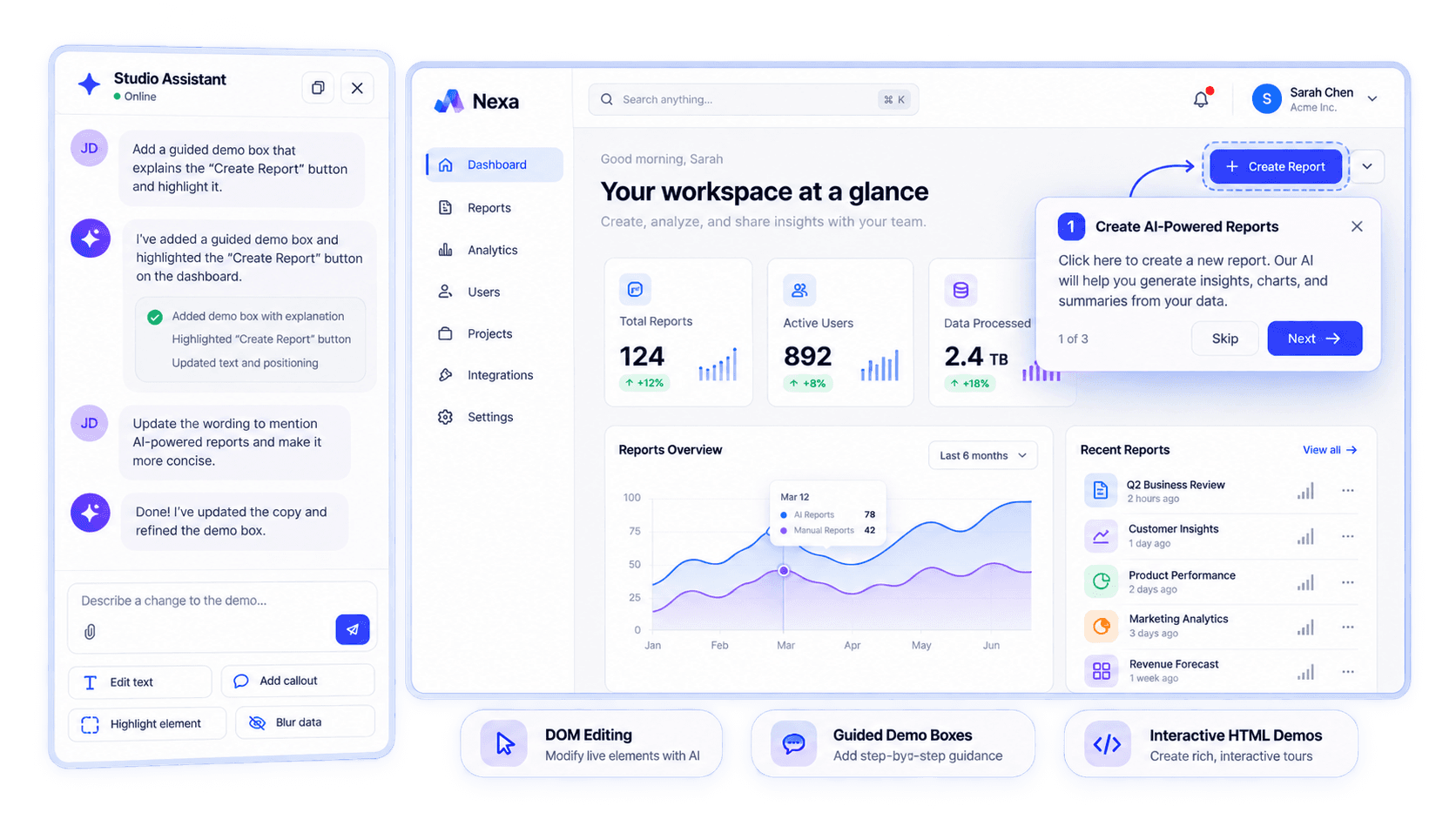 24/7 AI demo agent with voiceover and smart Q&A